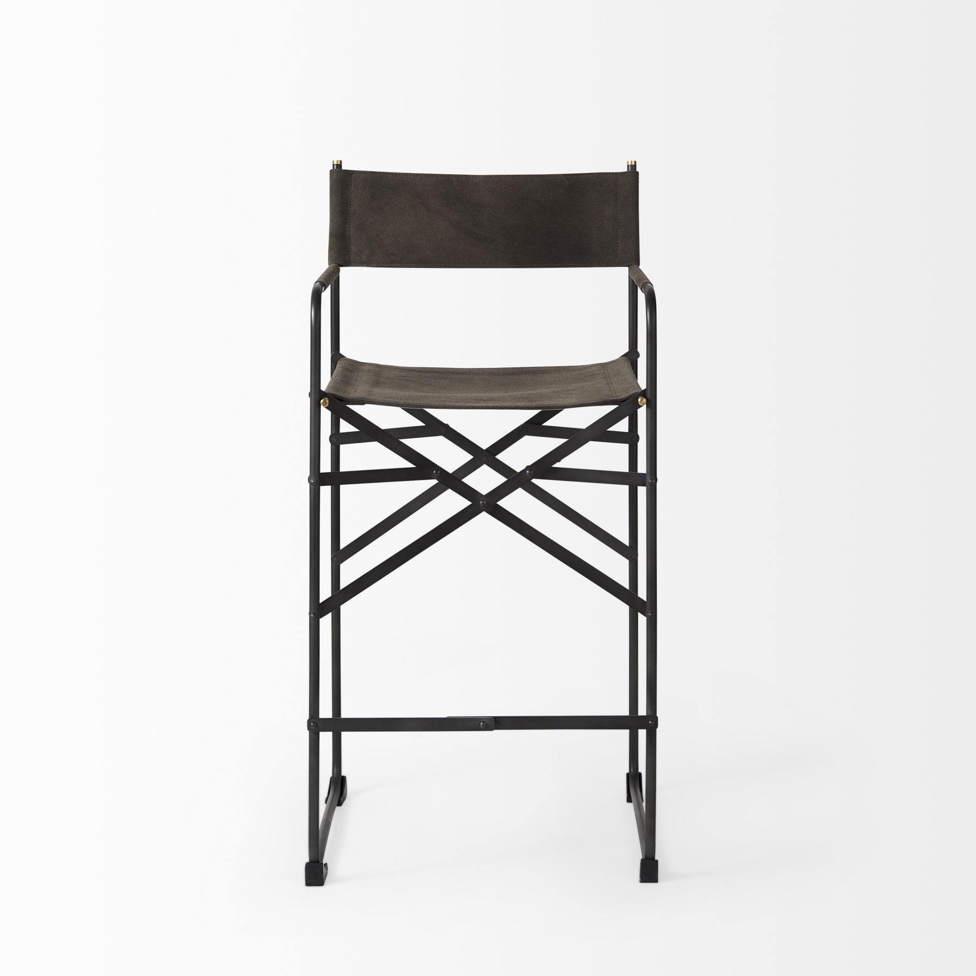 Direttore 19.3L x 19.3W x 40.2H Brown/Gray Suede with Metal Frame Counter Stool, Counter & Bar Stool by Mercana, 19.3" length x 20" width x 40.2" height View 3