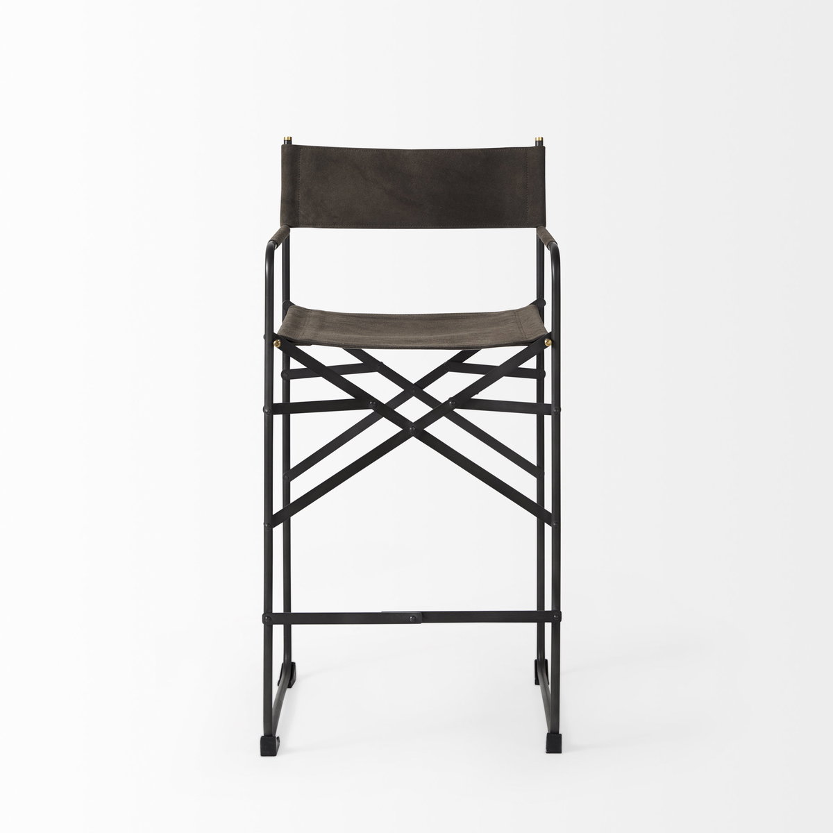 Direttore Backless 40.2in Seat Bar Stool | Brown/Gray Suede with Metal, Counter & Bar Stool by Mercana, 19.3" length x 20" width x 40.2" height View 3
