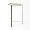 Stella 17L x 17W White Round Marble Top with Gold Base Accent Table, Side & End Table by Mercana, 16.5" length x 16.5" width x 23" height thumbnail 6