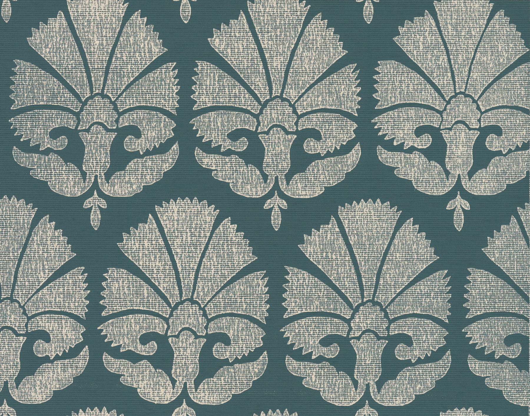 Ottoman Fans Deep Teal & Cream Wallpaper Ottoman Fans Deep Teal & Cream Wallpaper large image