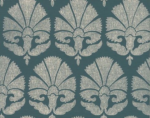 Ottoman Fans Deep Teal & Cream Wallpaper