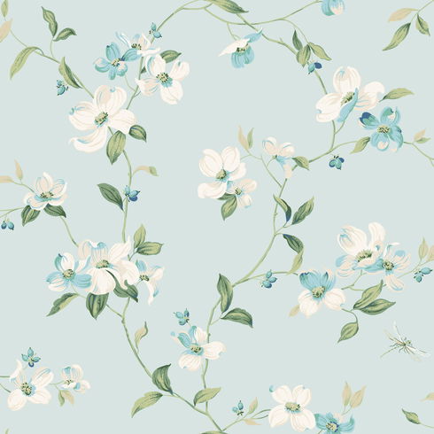 Dogwood Light Blue Wallpaper