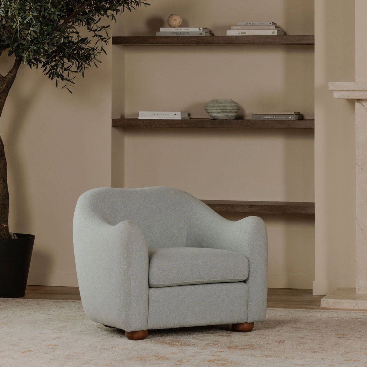 Bria Accent Chair Light Blue, by Moe's Home, 34.6" width x 29.6" height x 33.5" depth View 6