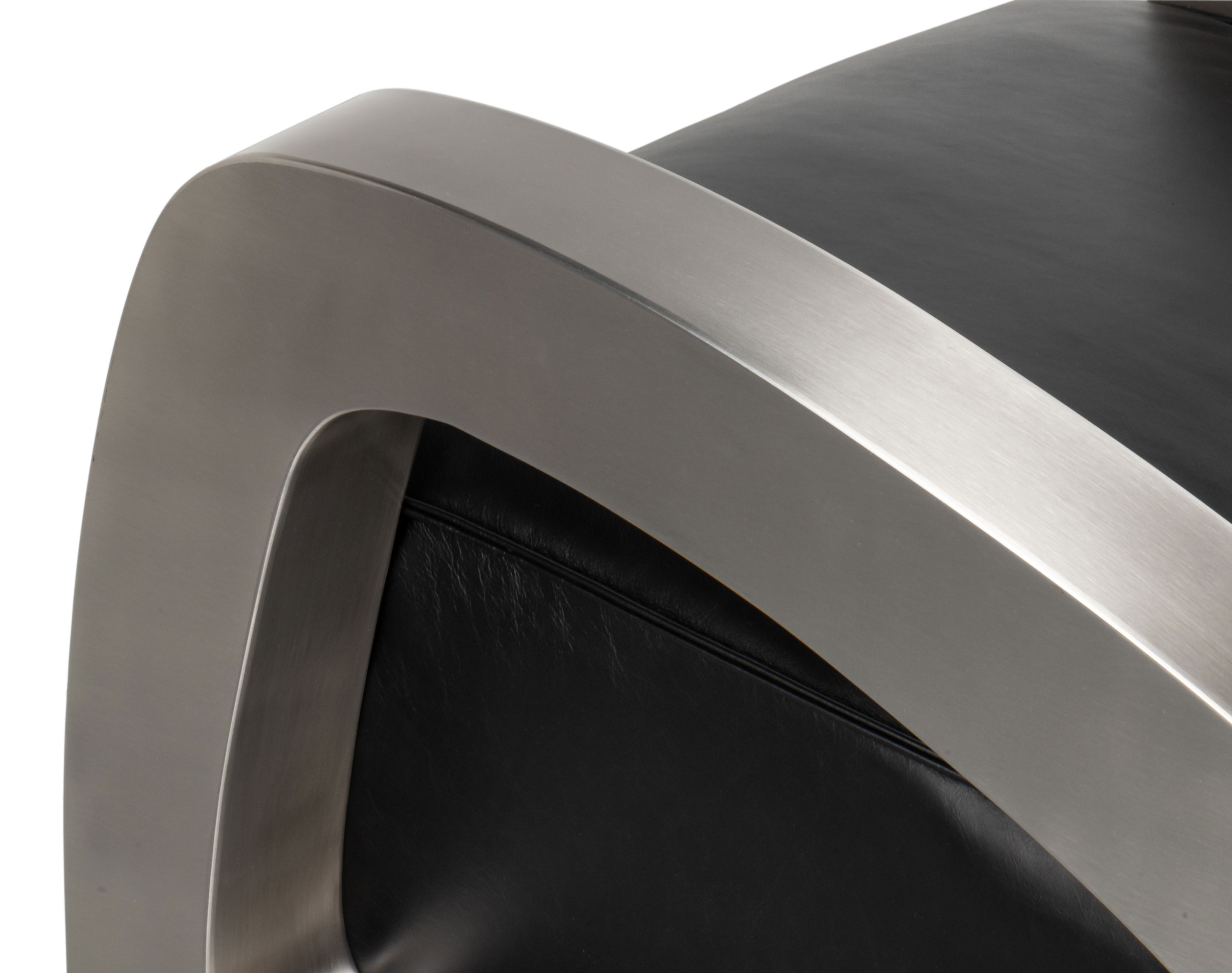 Carlisle Armchair, Leather,Onyx Black, Seating by Sarreid, 29" length x 37" width x 30" height View 12