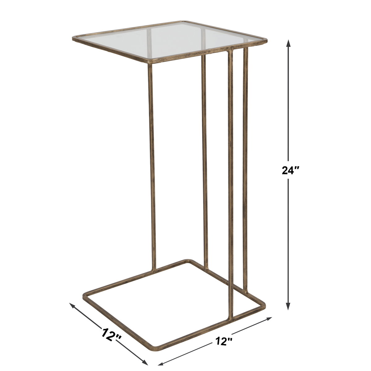 Cadmus Gold Accent Table, Furniture by Uttermost, 12" width x 24" height x 12" depth View 3