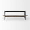 Larkin White Marble Top with Dark Brown Wood Shelf Oval Coffee Table, by Mercana, 48" length x 30" width x 16" height thumbnail 5