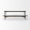 Larkin White Marble Top with Dark Brown Wood Shelf Oval Coffee Table, by Mercana, 48" length x 30" width x 16" height thumbnail 5