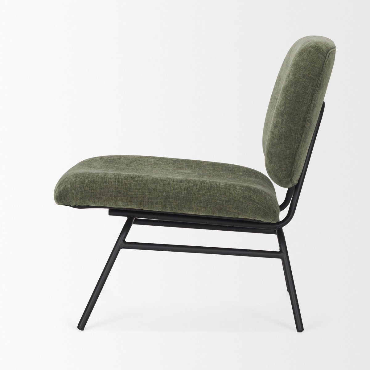 Nora Forest Green Fabric with Matte Black Metal Legs Accent Chair, by Mercana, 25" length x 30.25" width x 31" height View 6