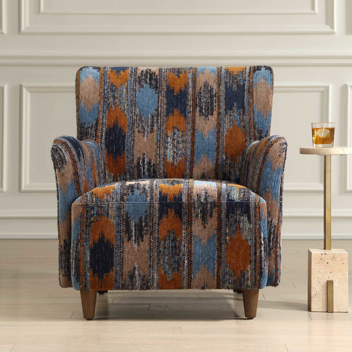 Lainey Upholstered Ikat Armchair, Accent Chair by Uttermost, 30" width x 32.5" height x 31.5" depth View 3
