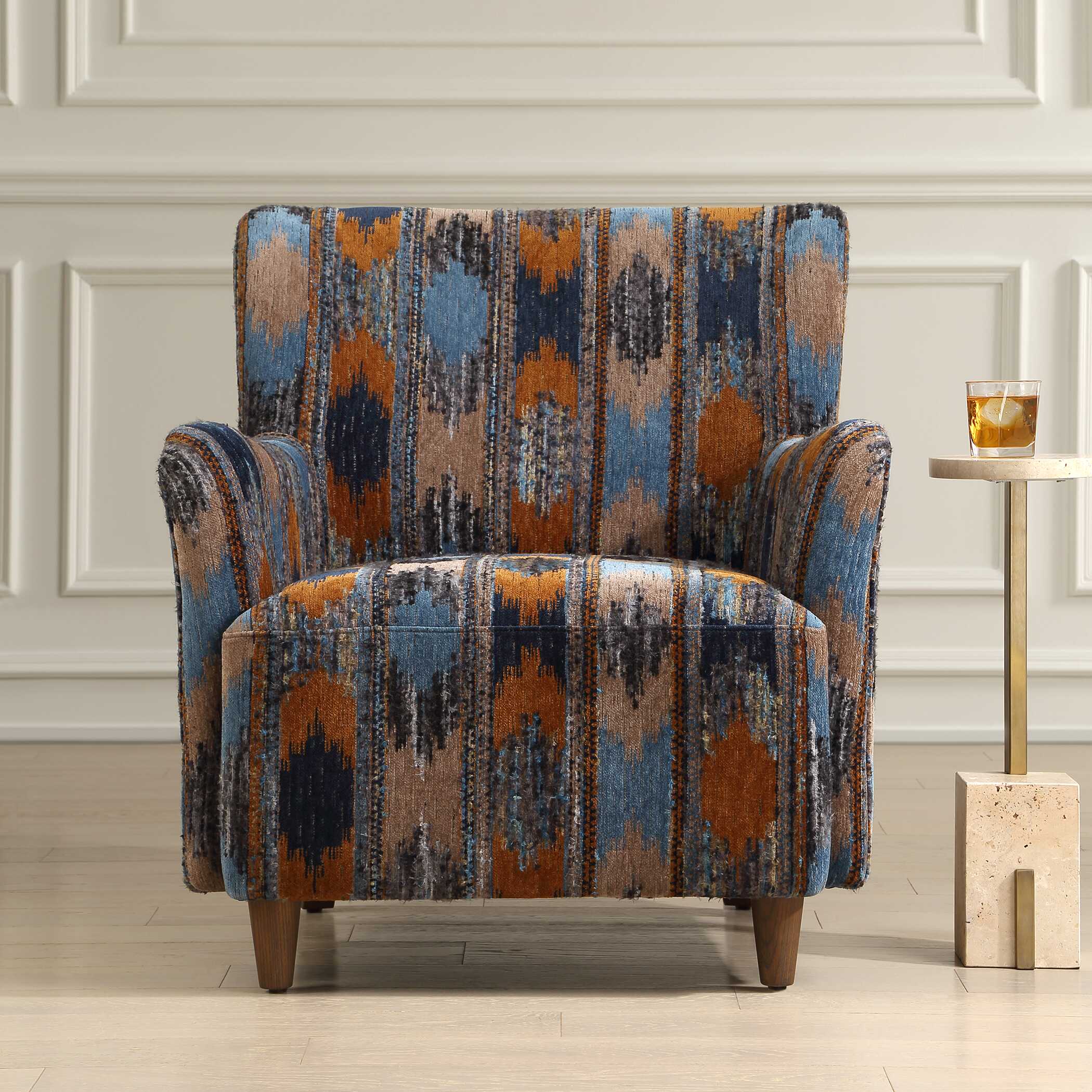 Lainey Upholstered Ikat Armchair, Furniture by Uttermost, 30" width x 32.5" height x 31.5" depth View 3