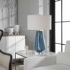Pescara Teal-Gray Glass Lamp, Table Lamp by Uttermost, 17" width x 28.25" height x 17" depth thumbnail 2