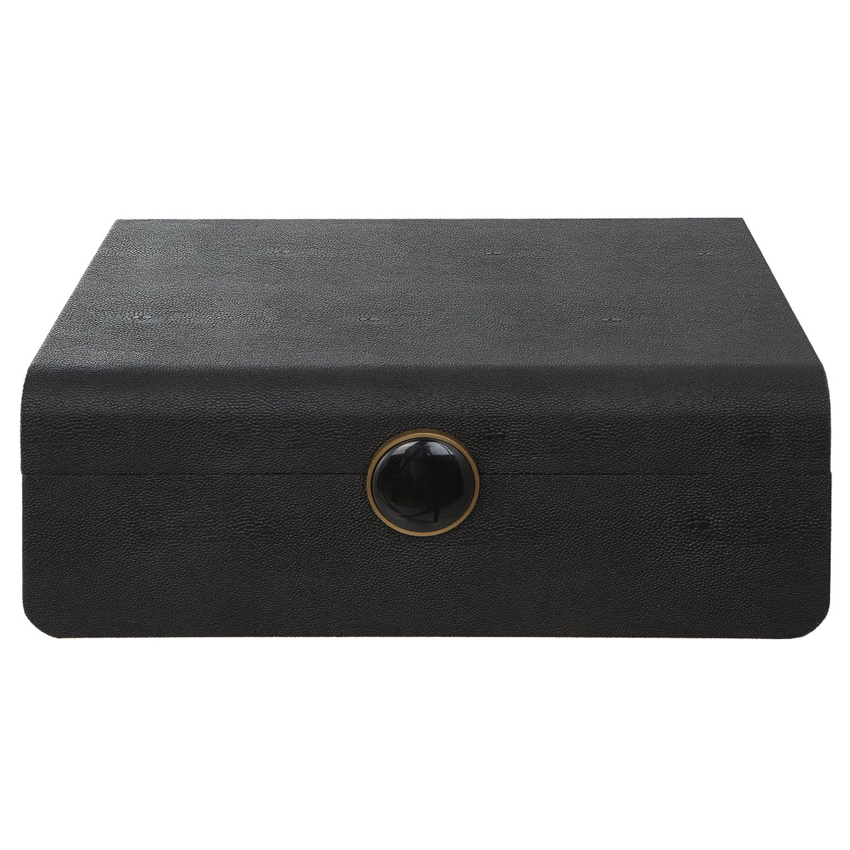 Lalique Black Shagreen Box, Boxe by Uttermost, 12.87" width x 4.5" height x 9" depth View 1