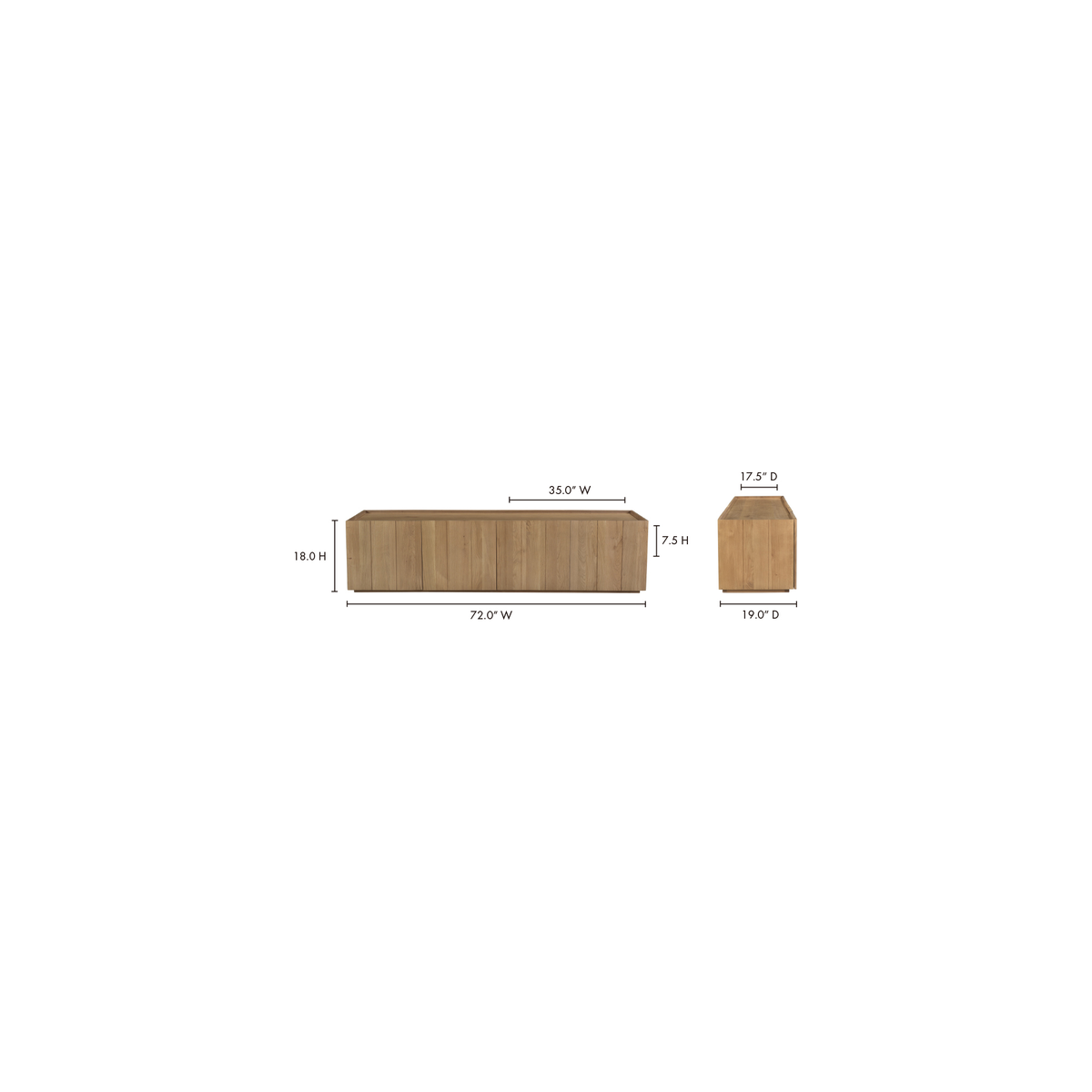 Plank Media Cabinet Natural, Media Console by Moe's Home, 72" width x 18" height x 19" depth View 9
