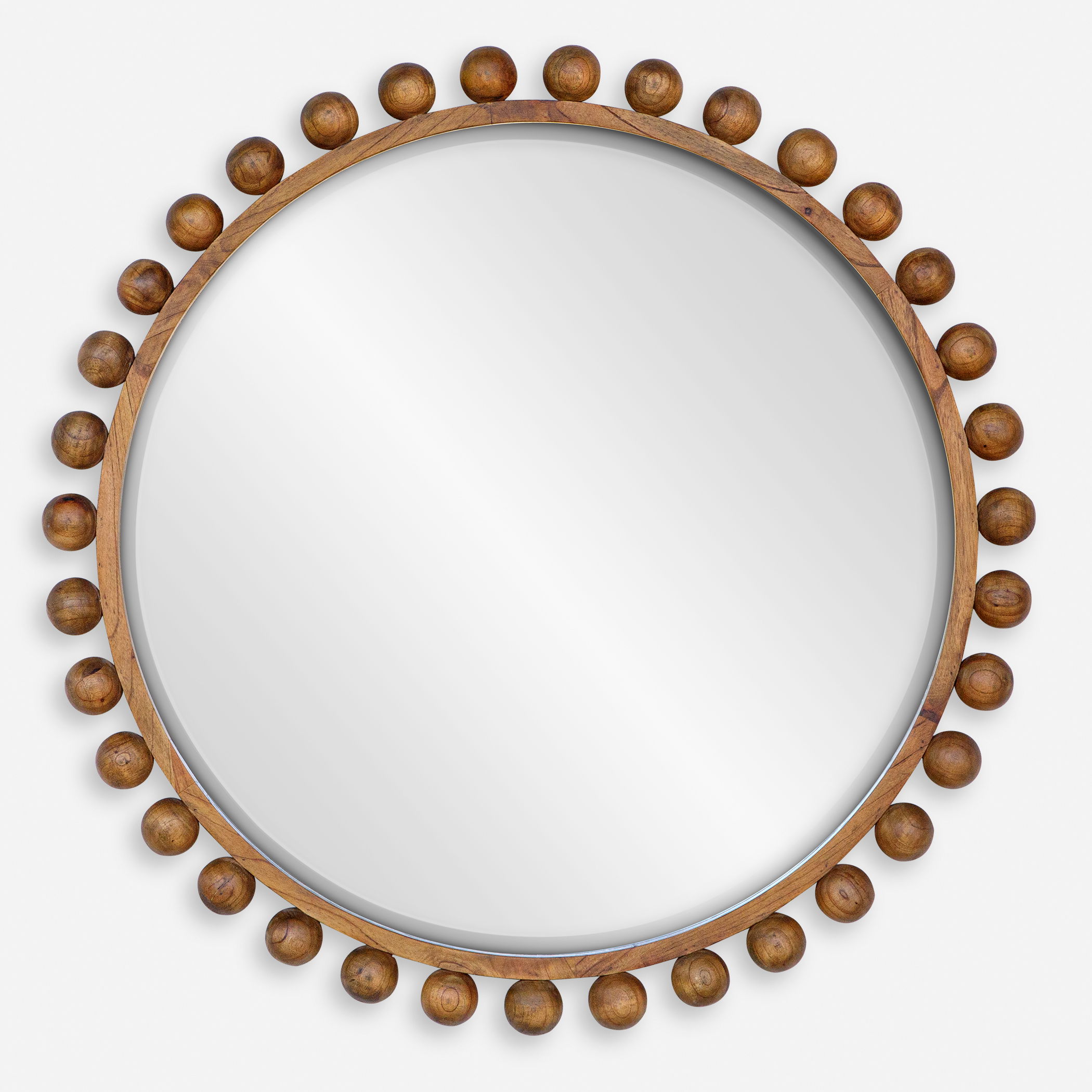 Cyra Wood Beaded Round Mirror, by Uttermost, 44" width x 44" height x 2.5" depth View 1