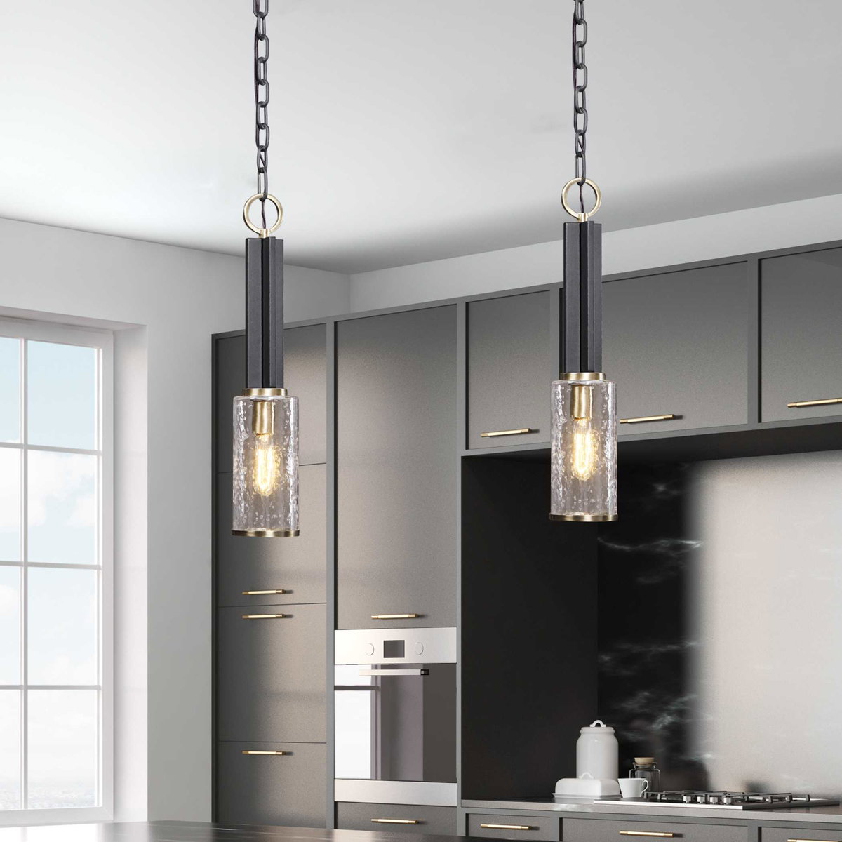 Jarsdel 1 Light Industrial Mini Pendant, Mini Light Pendant by Uttermost, 4.5" width x 23.25" height x 4.5" diameter View 2