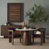 Allyson 42' Round Brown Wood Pedestal with Banswara White Marble Top Dining Table, by Mercana, 42" length x 42" width x 30" height thumbnail 3