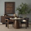 Allyson 42' Round Pedestal Dining Table | Banswara White Marble & Brown Wood | Seats 4, by Mercana, 42" length x 42" width x 30" height thumbnail 3