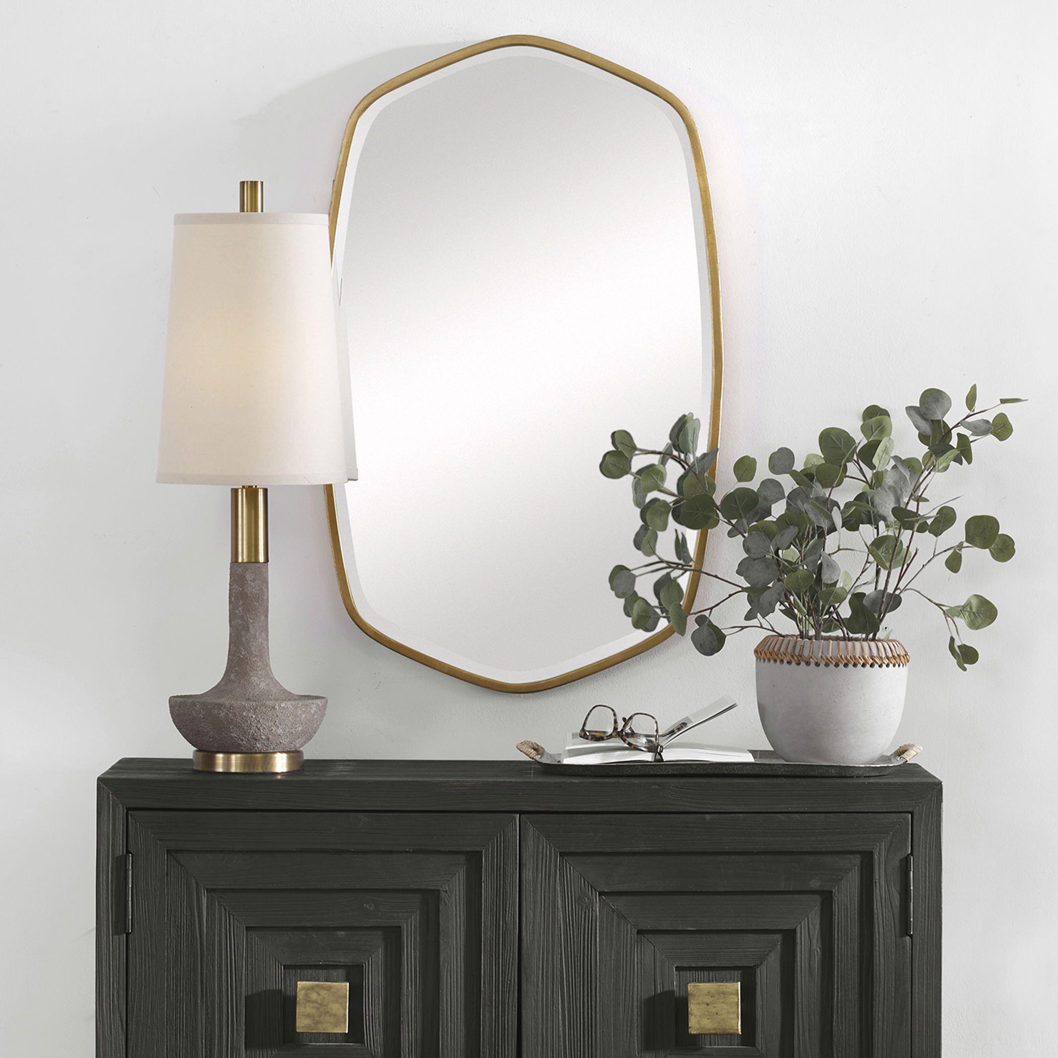 Duronia Antiqued Gold Mirror large image 