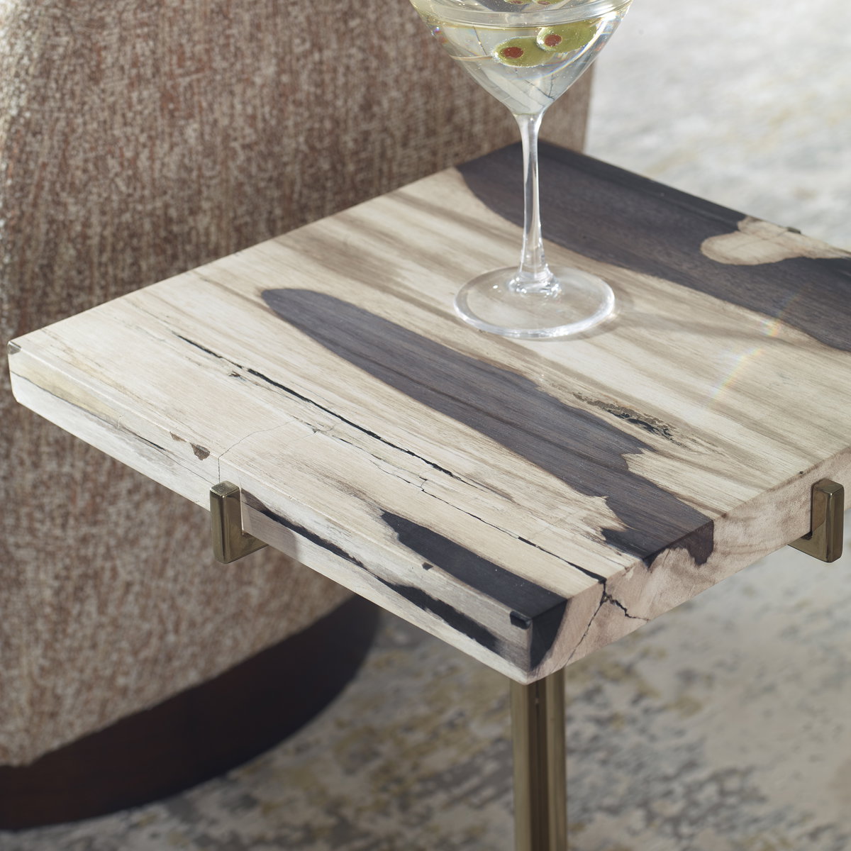 Rowman Petrified Wood Accent Table, Side & End Table by Uttermost, 14.9" width x 22.44" height x 14.9" depth View 10