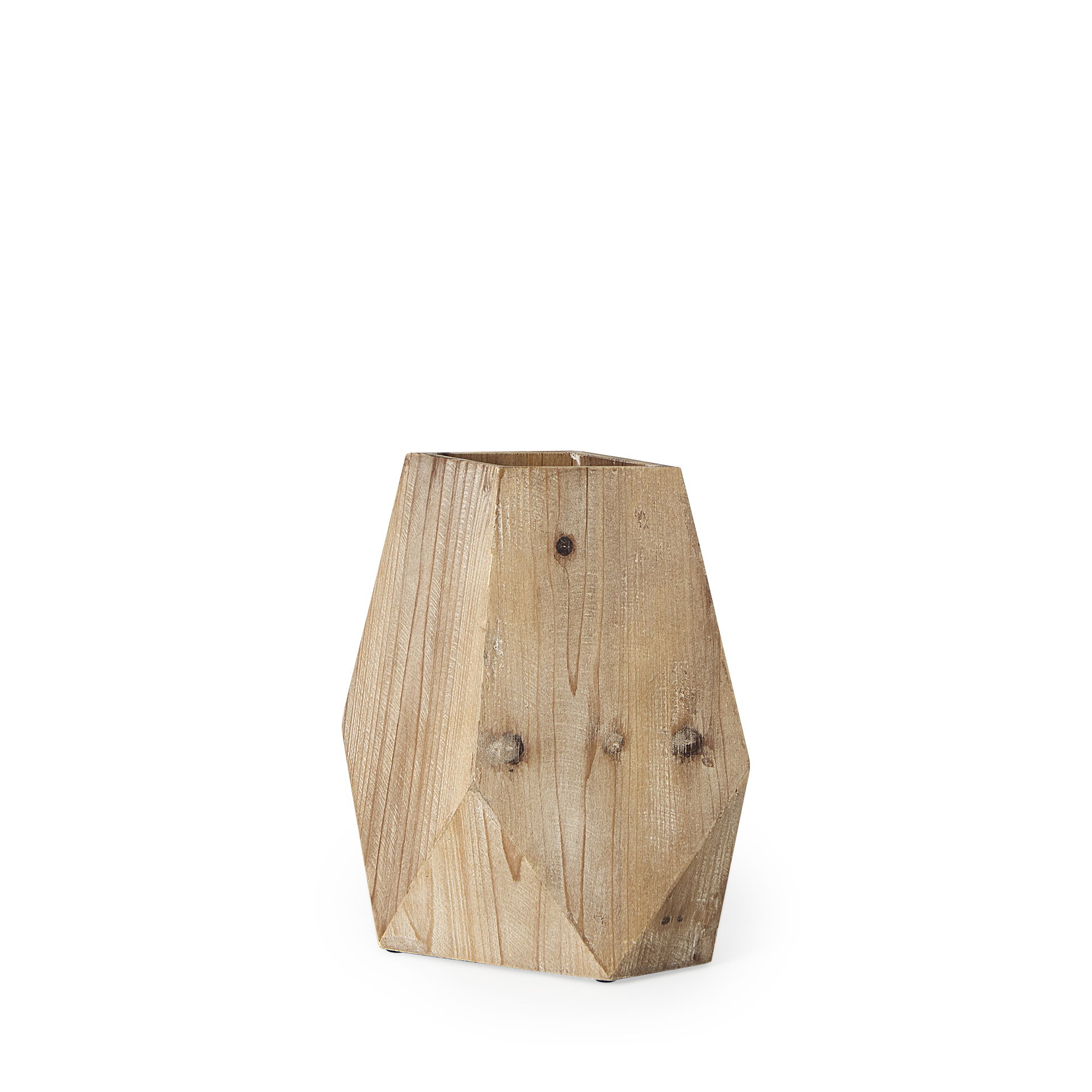 Allen III Tall Natural Wooden Base Oval Vase, by Mercana, 10.63" length x 6.3" width x 11.3" height View 1