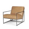 Stratton Gunmetal with Genuine Brown Leather Upholstered Accent Chair, by Mercana, 27.25" length x 36.5" width x 29.5" height thumbnail 1
