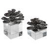 Indian Lotus Metallic Silver Flowers Set/2 thumbnail 3