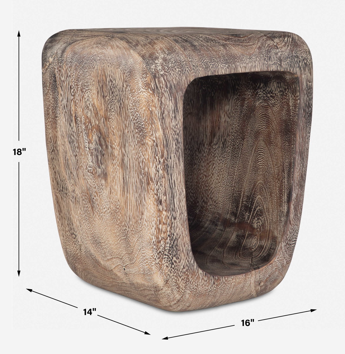 Loophole Bleached Wash Accent Stool, Ottoman by Uttermost, 16" width x 18" height x 14" depth View 3