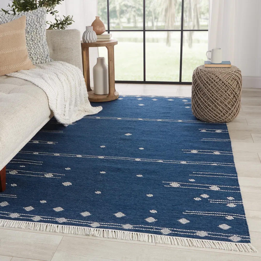 Calli Indoor/ Outdoor Geometric Blue/ White Area Rug large image 