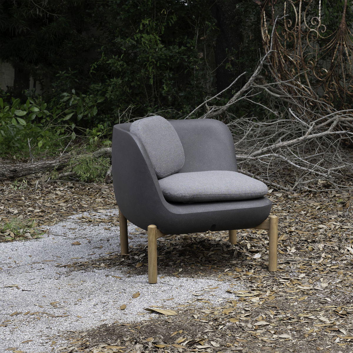 Inou Elements Corner Lounge Chair, Outdoor Furniture by Crescent Garden, 2'3.8" width x 2'2.4" height x 2'3.8" depth View 2
