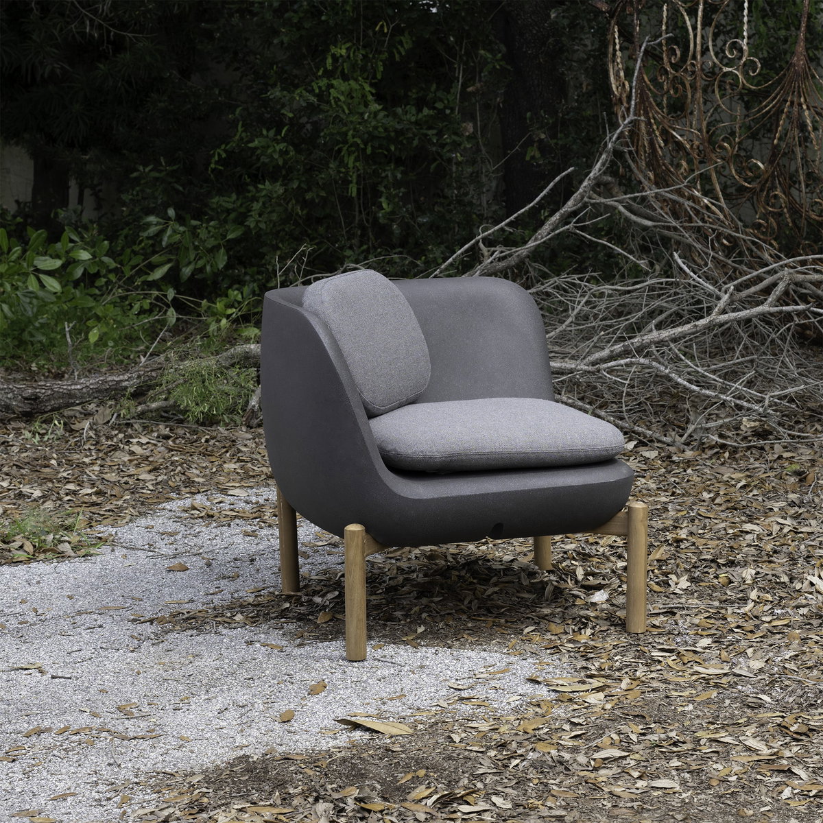 Inou Elements Corner Lounge Chair, Outdoor Furniture by Crescent Garden, 2'3.8" width x 2'2.4" height x 2'3.8" depth View 2