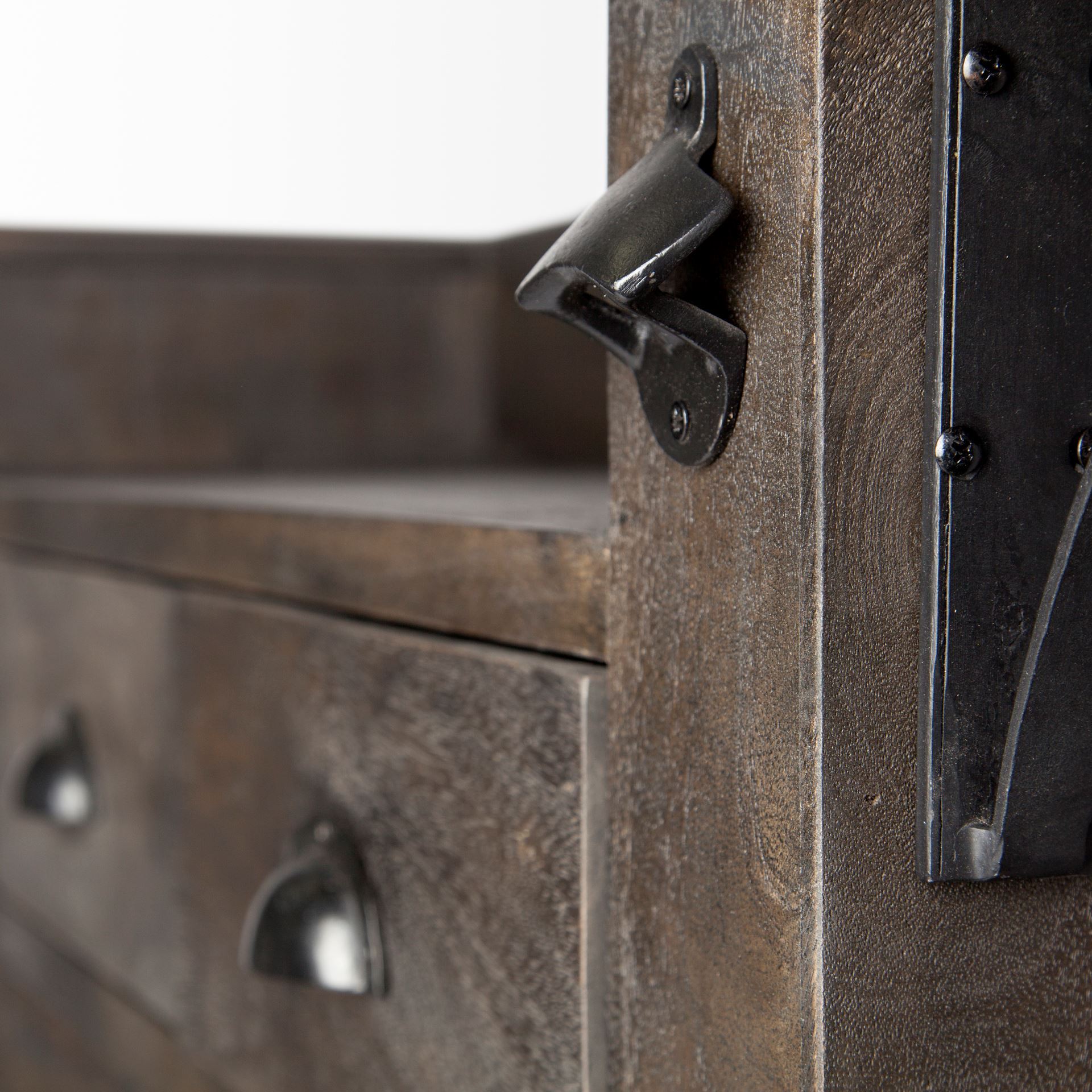 Cheers Dark Brown Solid Wood  Wine Bottle Storage Kitchen Island, by Mercana, 67.75" length x 29" width x 42.5" height View 8