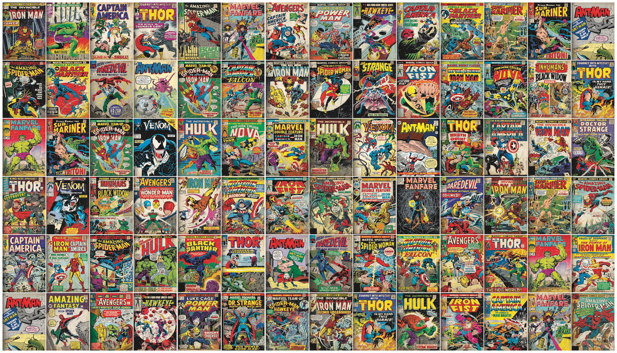 Marvel Comic Cover Wall Mural, Wallpaper by York Wall, 6' length x 1'6" width x 0.02" depth