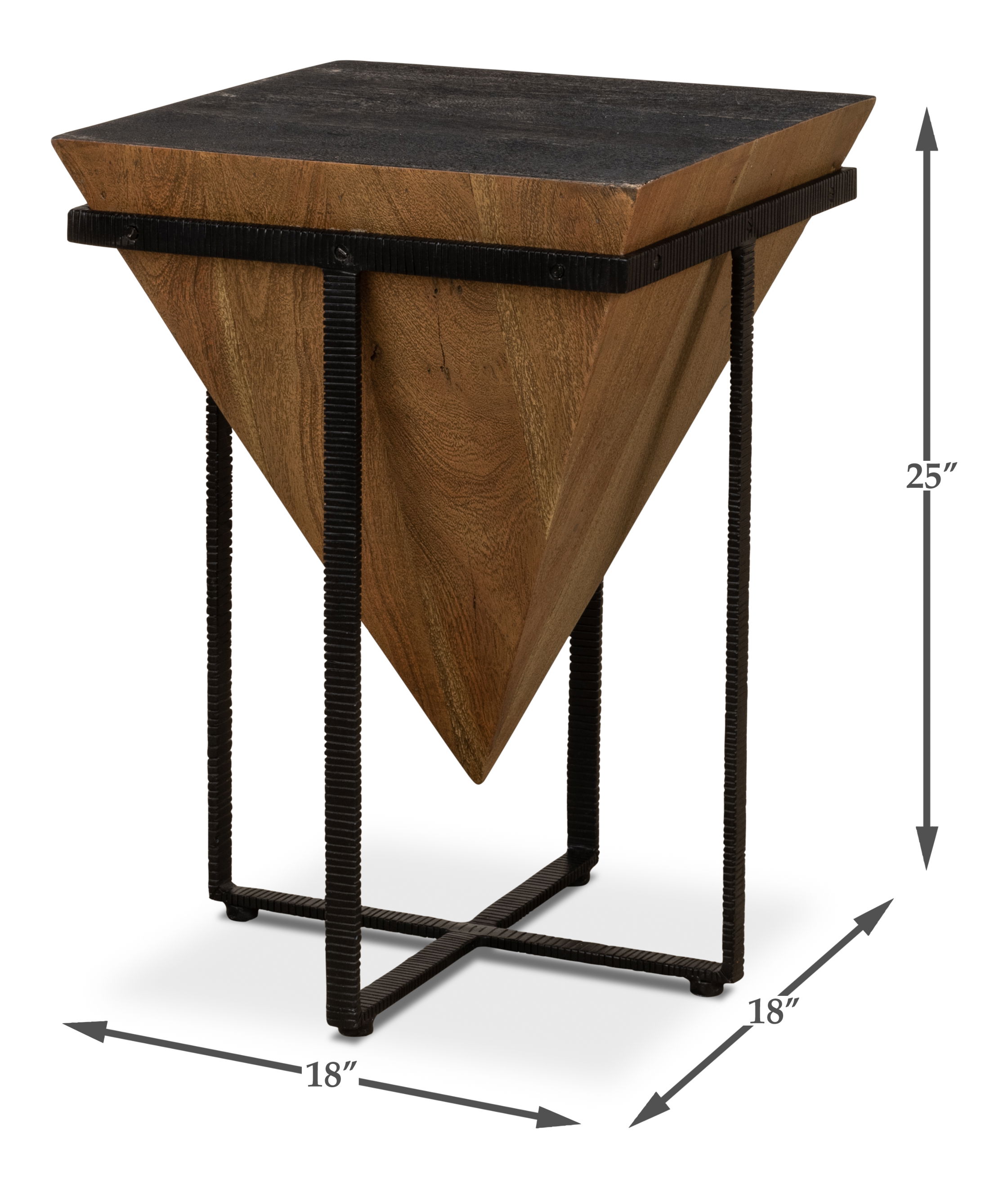 Hardy Inverted Obelisk Table, Side & End Table by Sarreid, 18" length x 18" width x 25" height View 15