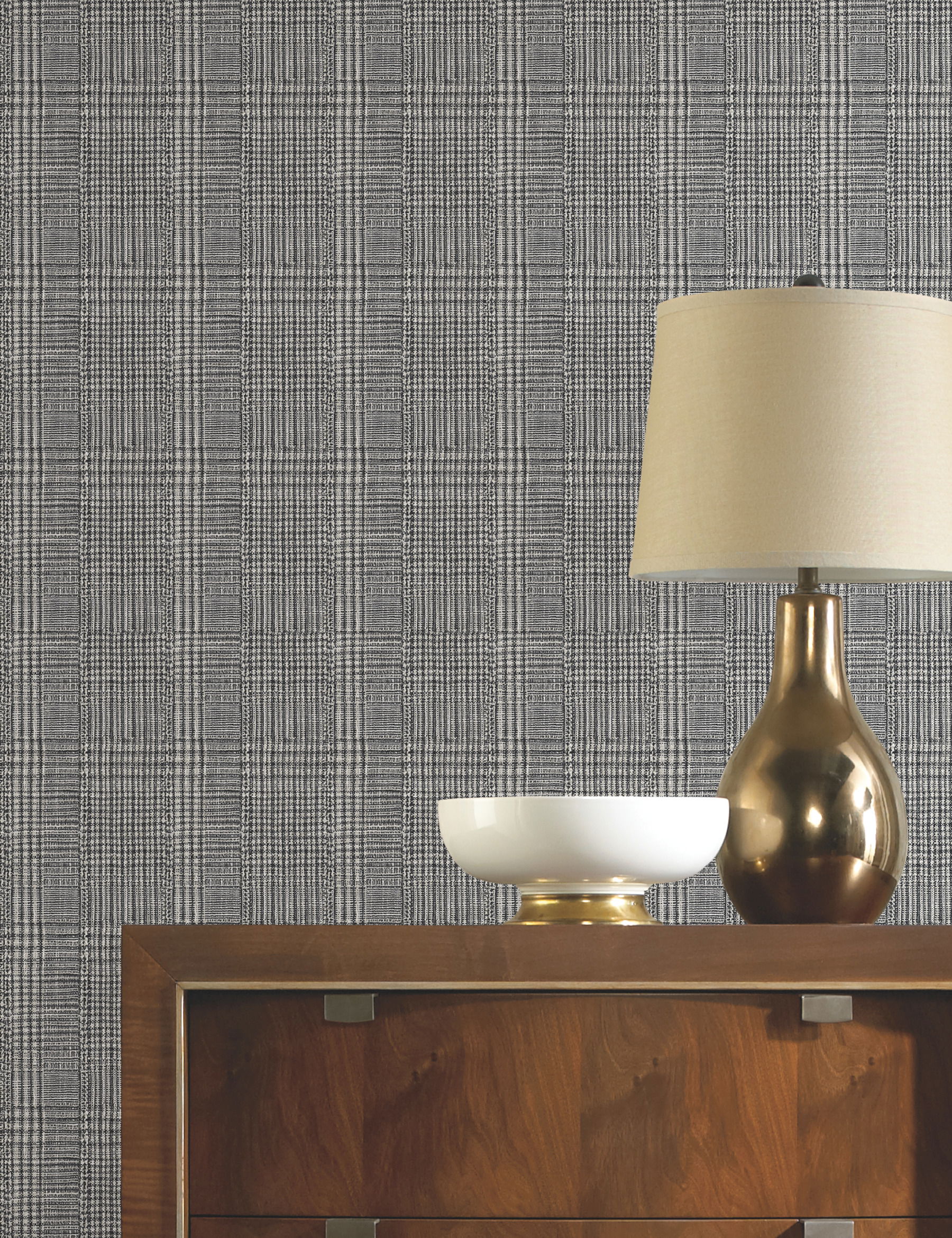 Shirting Plaid Black Wallpaper, by York Wall, 27' length x 2'3" width x 0.02" depth View 3