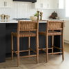 Shane Low Back 25.75in Seat Counter Stool | Brown Leather with Wood, Counter & Bar Stool by Mercana, 19" length x 21" width x 38" height thumbnail 3