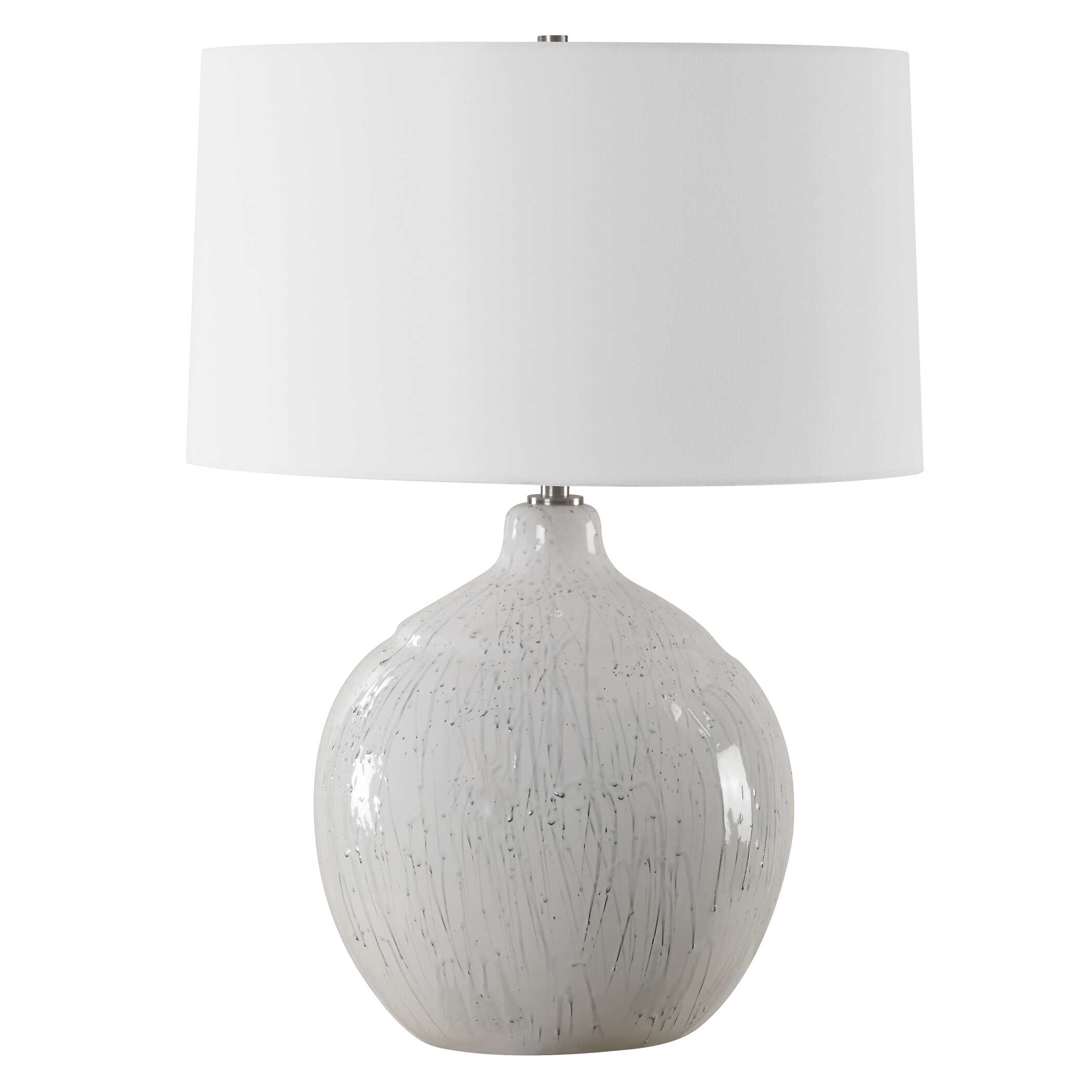 Dribble White Glaze Table Lamp, by Uttermost, 19" width x 25.75" height x 19" depth View 5