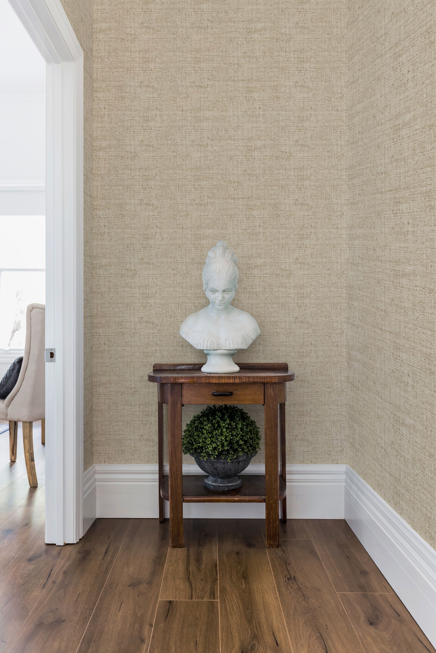 Papyrus Weave Beige Wallpaper, by York Wall, 27' length x 2'3" width x 0.02" depth View 2
