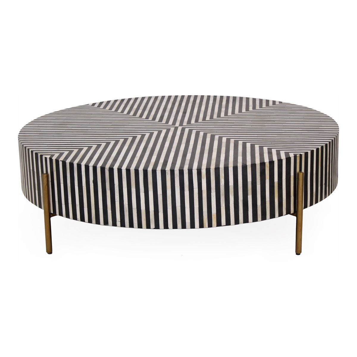 Chameau Medium Coffee Table Black And White, by Moe's Home, 42" width x 12" height x 42" depth View 2