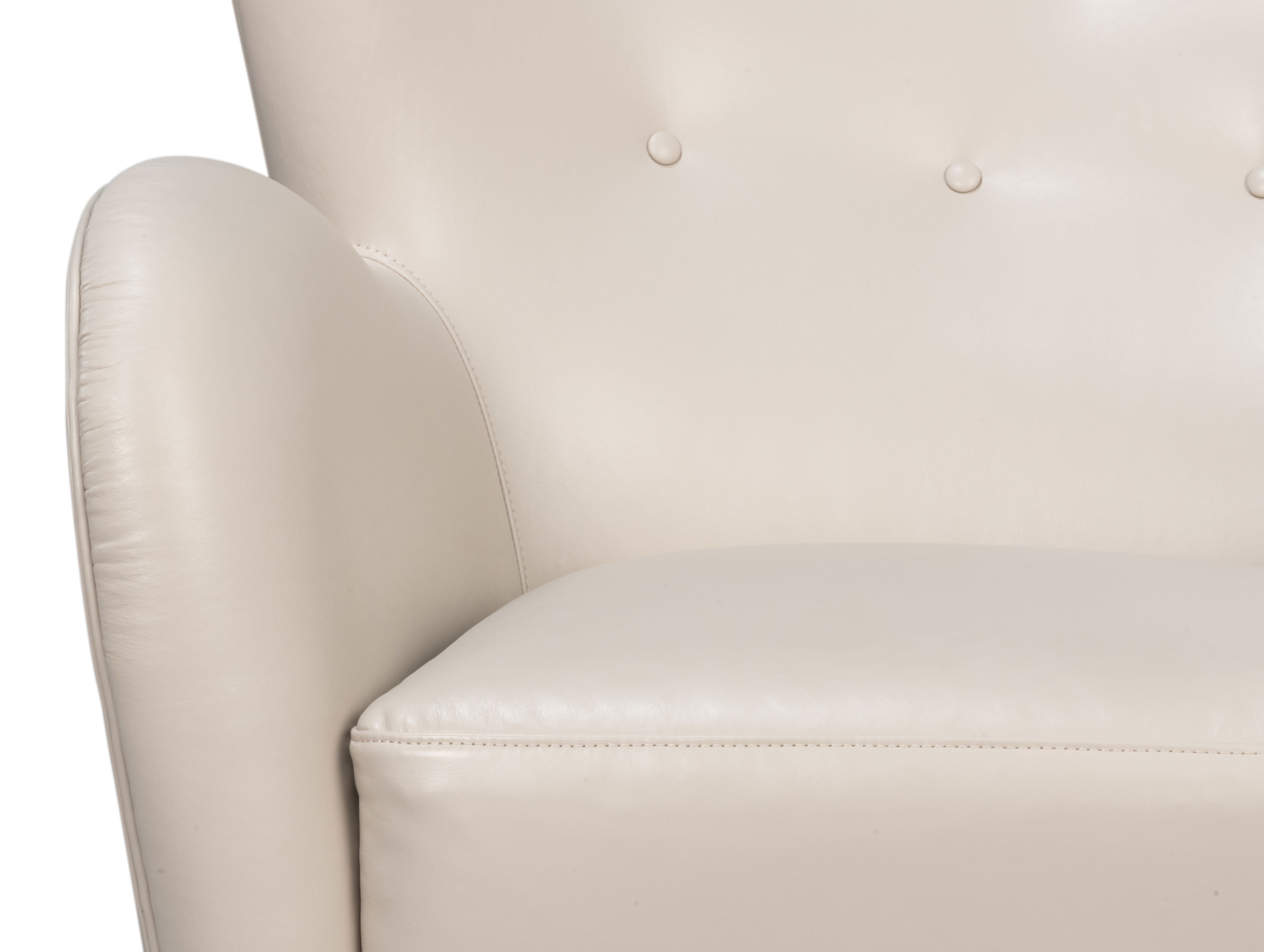 Lombard Wing Chair,Crystal White Leather large image 