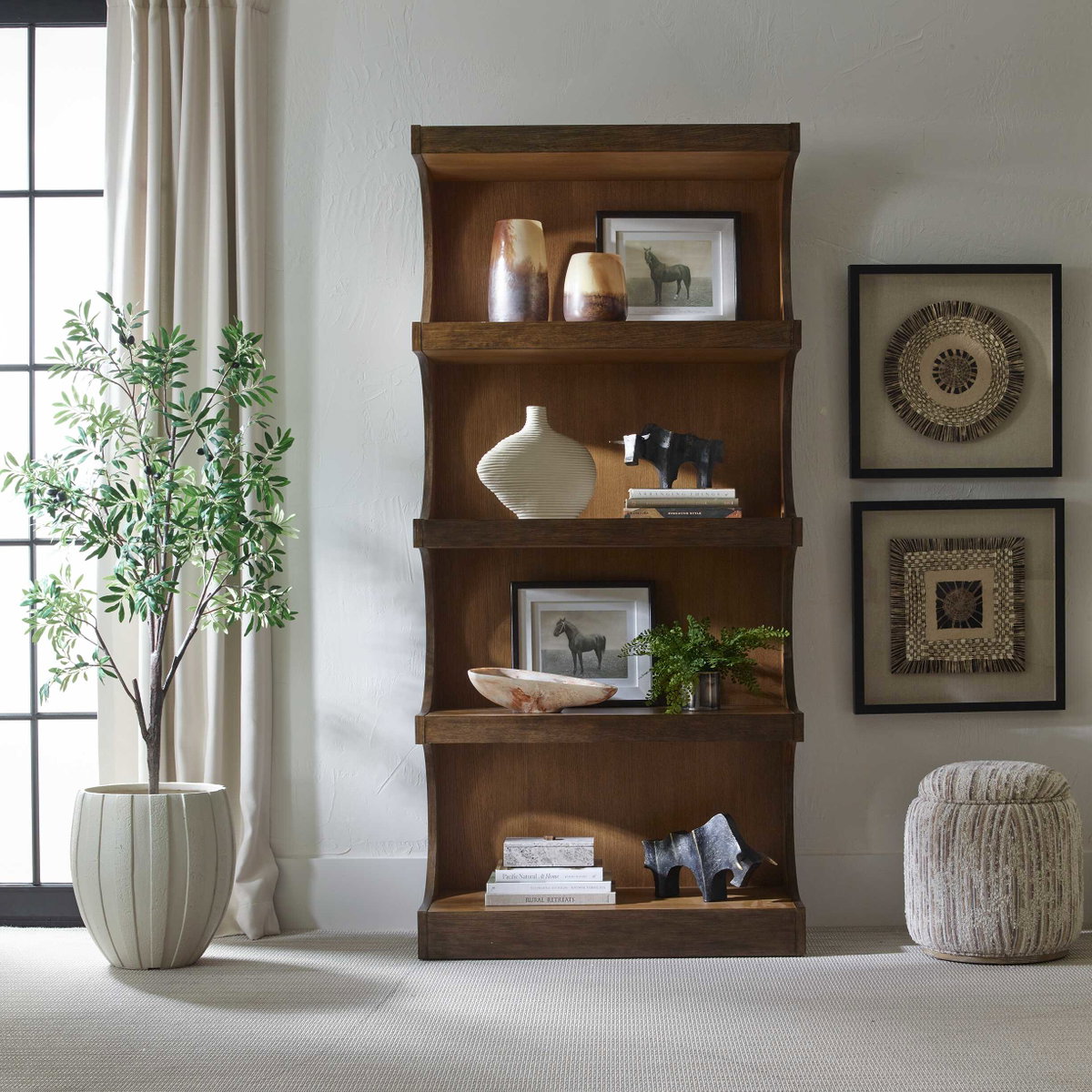 Osrick Modern Etagere, Shelving & Bookcase by Uttermost, 40" width x 86" height x 17" depth View 2