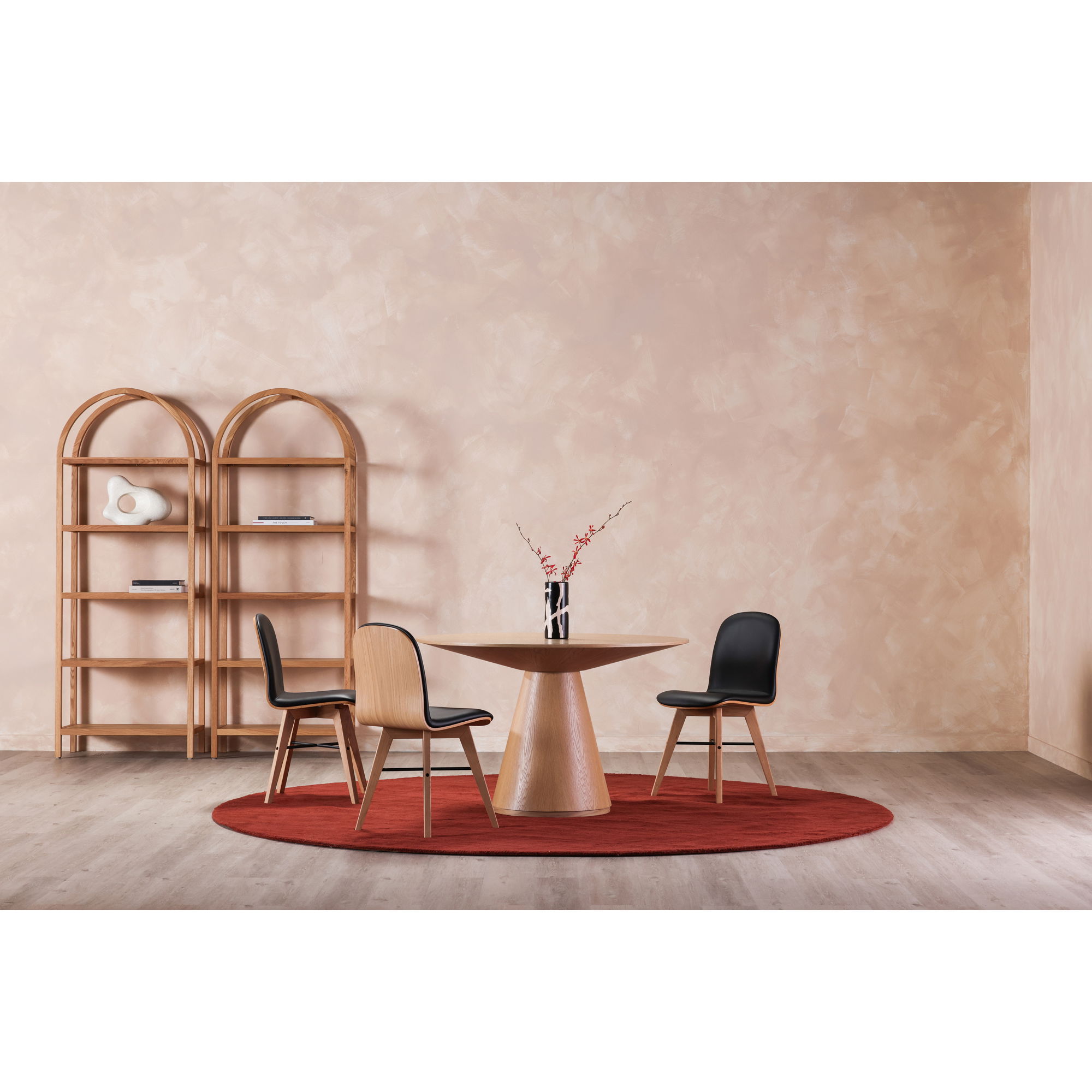 Otago 47in Round Dining Table Oak, by Moe's Home, 47" width x 29.5" height x 47" depth View 7