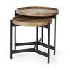 Marquisa (Set of 2)  Light Brown Wood with Black Metal Base Nesting Side Tables thumbnail 0