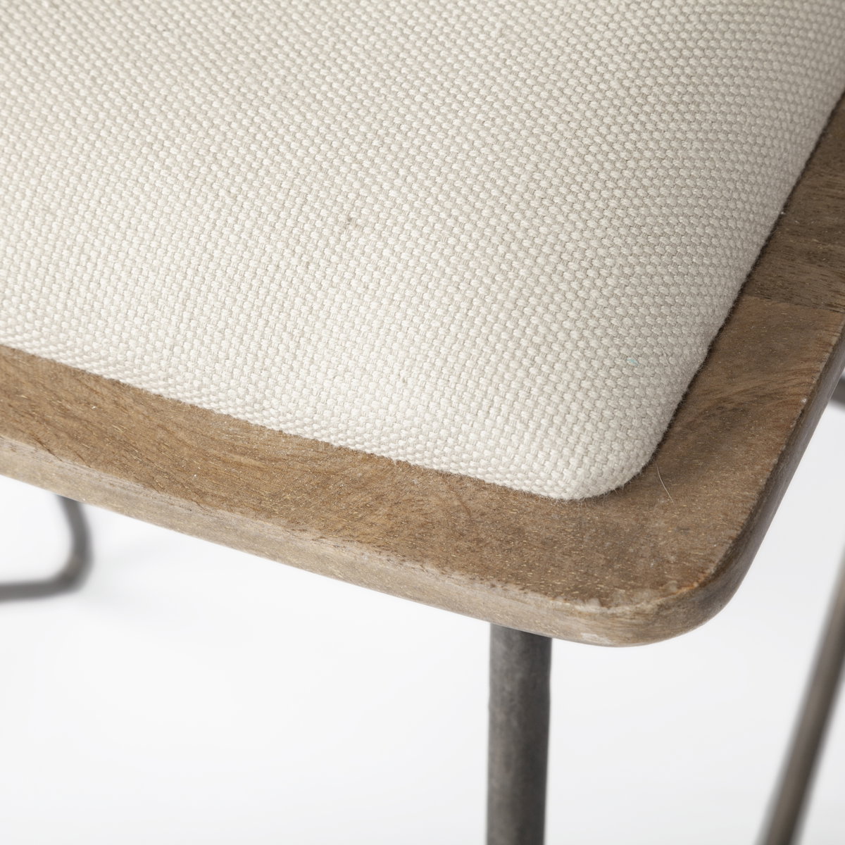 Katniss Backless 30in Seat Bar Stool | Cream Fabric with Gold Metal, Counter & Bar Stool by Mercana, 16" length x 16" width x 30" height View 9