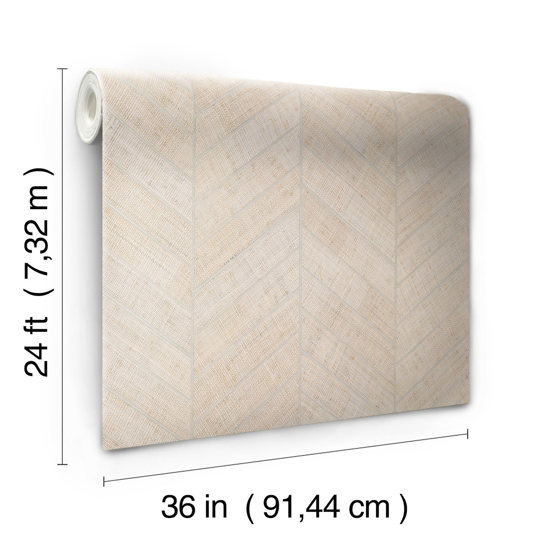 Atelier Herringbone White Wallpaper large image 