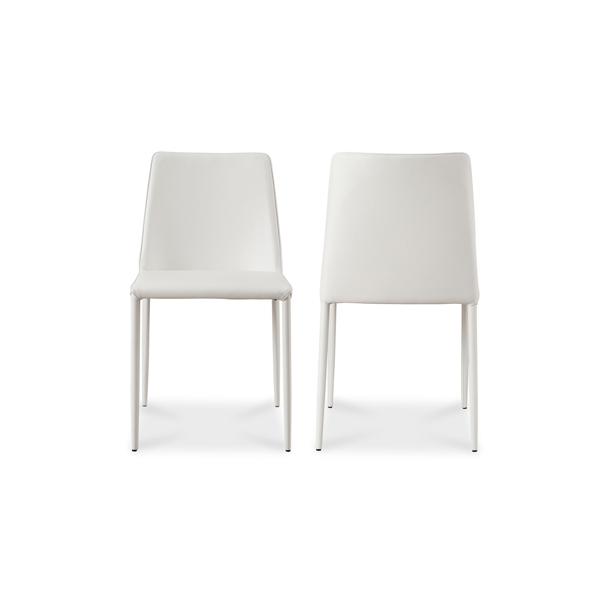 Nora Dining Chair White Vegan Leather - Set Of Two, by Moe's Home, 17.75" width x 32" height x 22" depth View 3