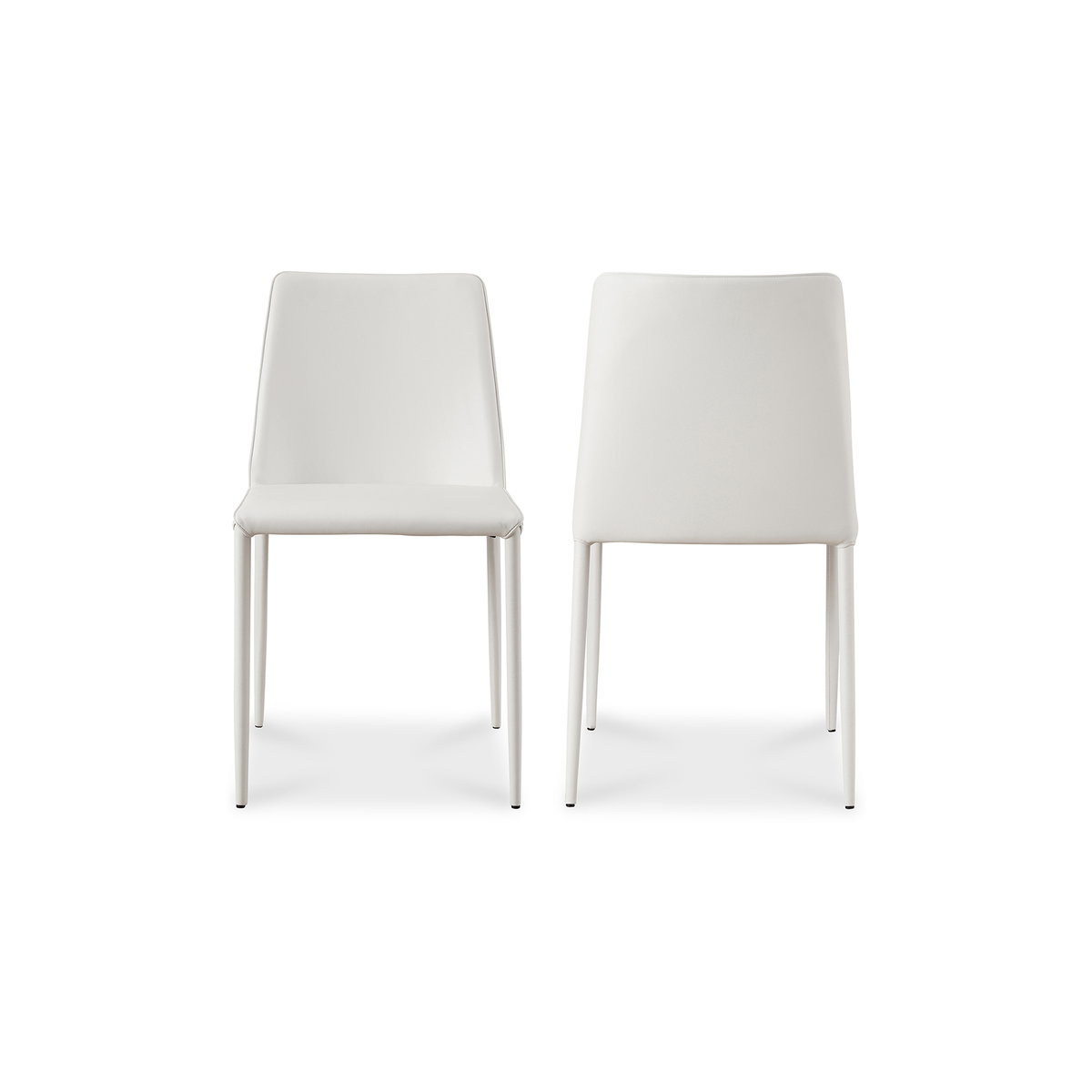 Nora Dining Chair White Vegan Leather - Set Of Two, by Moe's Home, 17.75" width x 32" height x 22" depth View 3