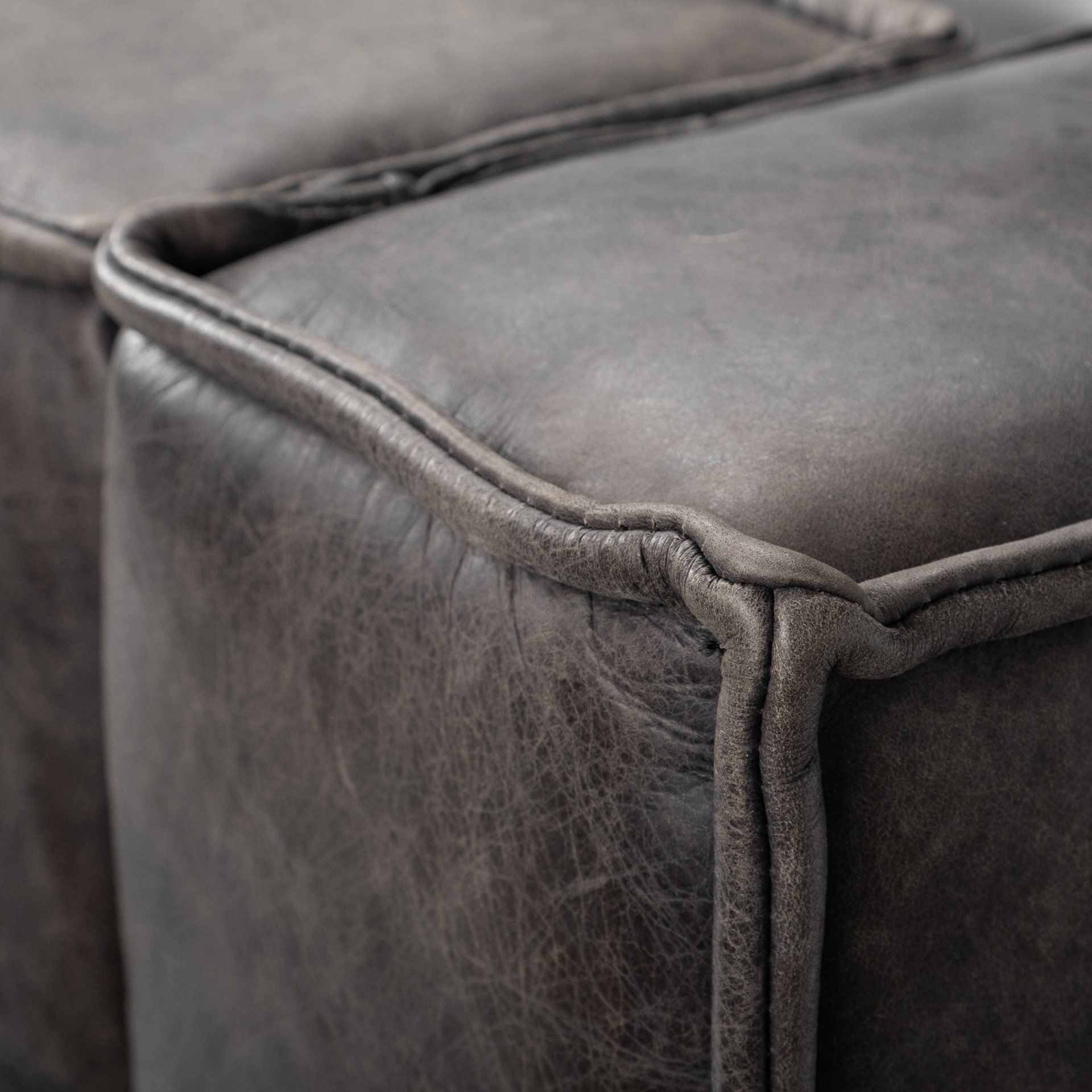 Stinson II 91' Black Leather Three Seater Sofa large image 