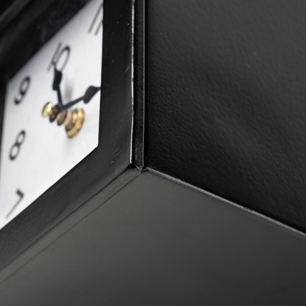 Ralph II Black Metal Cube Table Clock, by Mercana, 8.75" length x 10.25" width x 8.25" height View 11