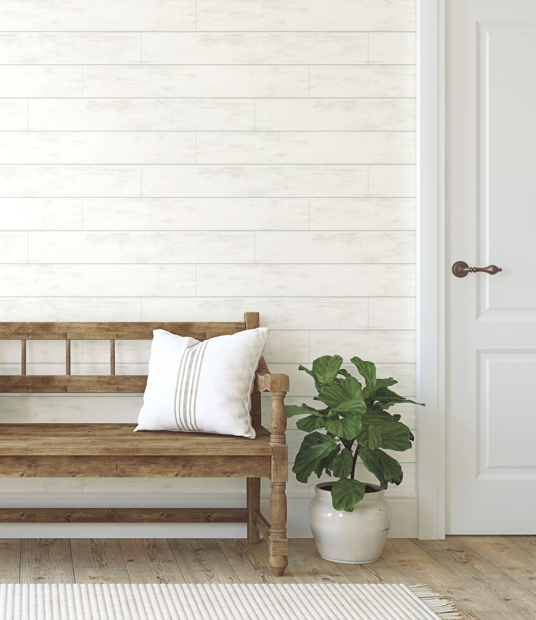 Magnolia Home Shiplap White Peel & Stick Wallpaper, by York Wall, 20' length x 1'8.5" width x 0.02" depth View 2