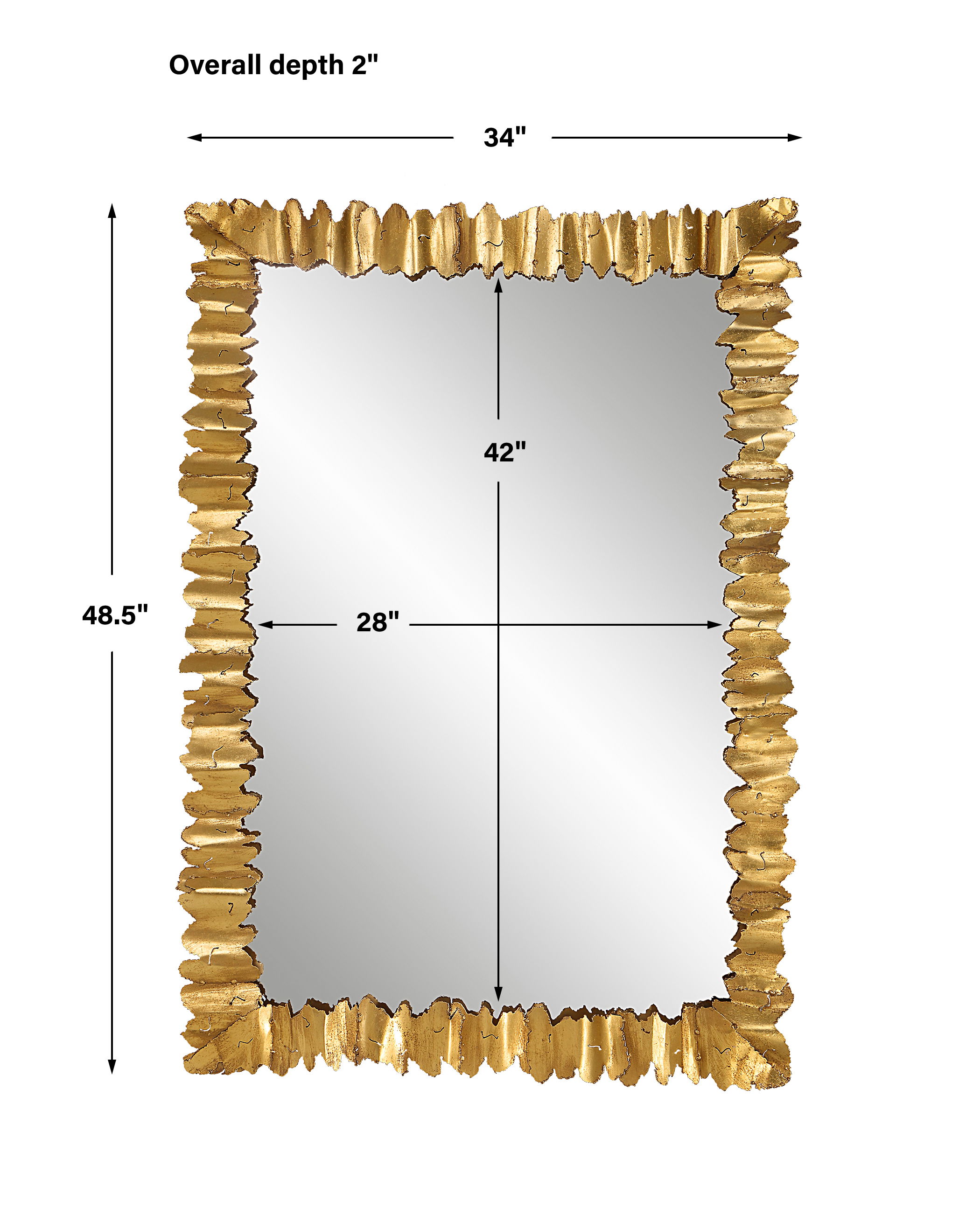 Lev Antique Gold Mirror, by Uttermost, 34" width x 48.5" height x 2" depth View 3